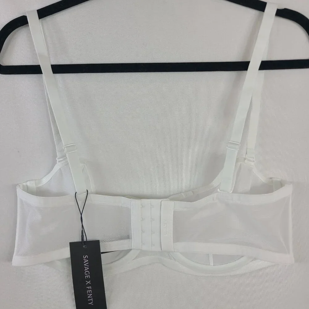 NWT Savage X Fenty Sheer X Unlined Strapless Bra Sz 38D Angel White - Picture 7 of 8